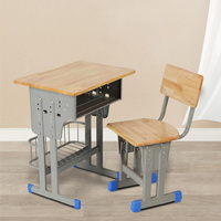 Table et chaise individuelles pour école primaire, bureau et chaise en métal à double colonne avec réglage en hauteur, design de style chinois pour les élèves