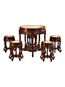 Mahogany Wood Wuzi Dengke Ming Qing Dynasty Antique Tea & Dining <b>Table</b> With <b>Marble</b> <b>Top</b> Jiangsu Origin Ming Style Mahogany <b>Table</b> - Product Image 2