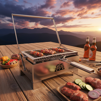 Barbecue portable de table en acier inoxydable avec grille rabattable pour l'extérieur