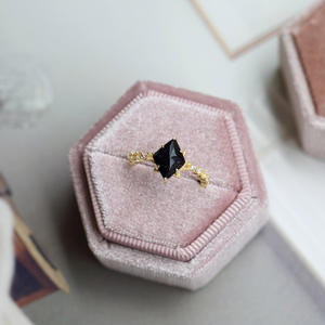 Nouveau 925 Sterling Silver Rings Synthetic Blue Sandstone Ring 925 Silver Rings Superior Quality Jewelry Plating 18K Gold - Product Image 2