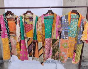 Hecho a mano Kantha acolchado algodón Eury vestido Streetwear Natural Kimono estilo verano silueta suelta estilo Simple - Product Image 3