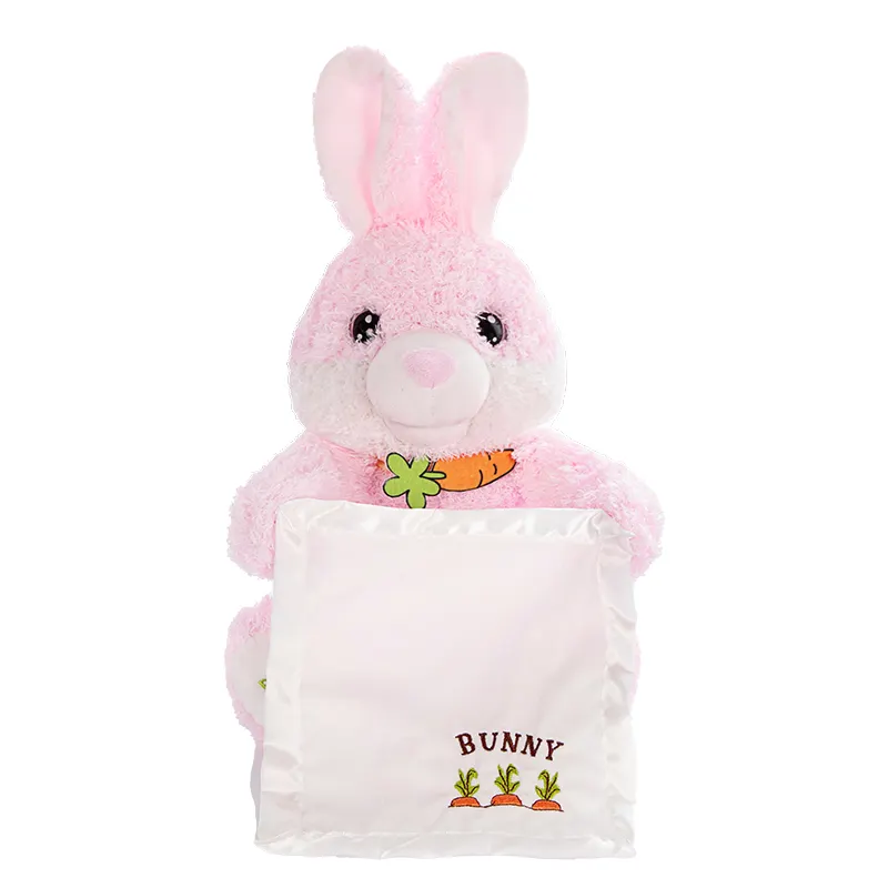 2023 Amazon Hot Sale Plays Music Move Head Eyes Ears Nose Mouth Animal Plush Interactive Toys Baby Peekaboo Teddy Bear rabbit