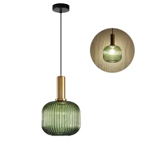 Lampu gantung Modern kreatif, lampu gantung kaca Nordik rumah untuk ruang makan Pulau dapur