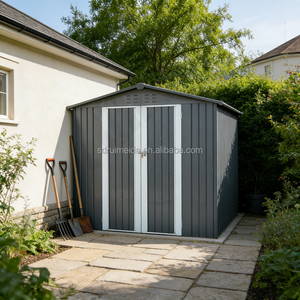 Adecuado para Cuartos de Almacenamiento Metálicos Grandes al Aire Libre en Cobertizos para Bicicletas y Jardines, Puertas Dobles con Cerraduras y Aberturas de Ventilación - Product Image 1