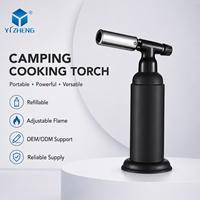 Briquet torche DP-Flame coupe-vent réglable pour cigares, à gaz butane, avec verrou de sécurité, multifonctionnel, rechargeable, pour cuisine et extérieur