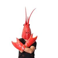 Masque intégral créatif de homard avec gants griffes, accessoire de costume de base en latex pour fête, cosplay, performance scénique, accessoire marin