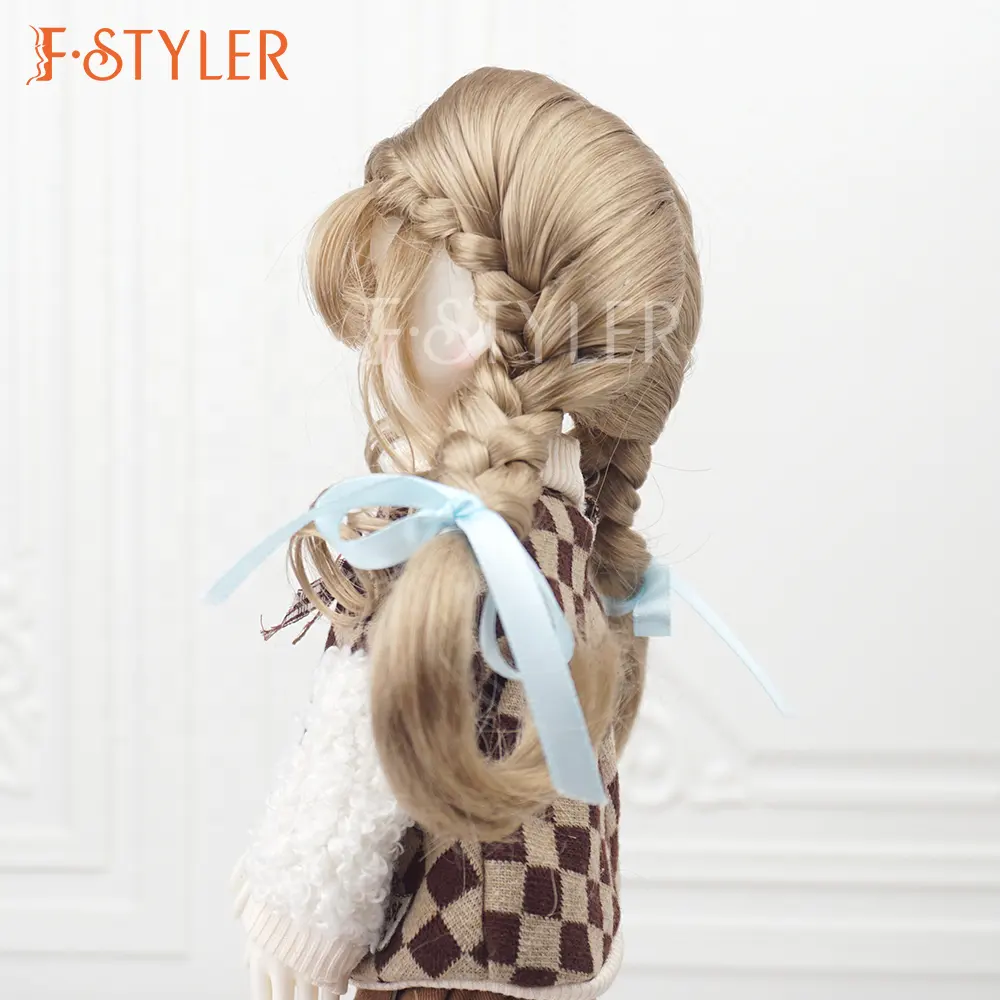 FSTYLER Puppenperücken Synthetisches Mohair Zöpfe Großhandel Fabrik Kundenspezifisch Puppenzubehör synthetisches Haar für BJD-Puppe
