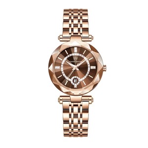 New Luxury Diamond Cut <b>Mirror</b> Wine Red Ladies Watch Elegant <b>Small</b> Stainless Steel Band Waterproof Quartz Watch - Product Image 1