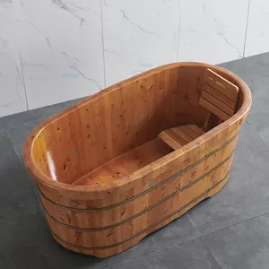 木桶浴缸浴缸浸泡木质实木日式户外单人成人环保CE平面设计棕色酒店