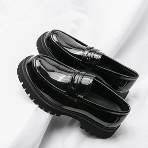 Chaussures de <span class=keywords><strong>Mariage</strong></span> Formelles Noires à Semelle Épaisse Confortables à Enfiler en Cuir Verni Durables pour <span class=keywords><strong>Homme</strong></span> – Mocassins Penny - Product Image 5