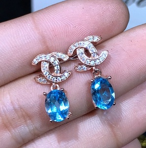 Tùy Chỉnh Thiết Kế Sang Trọng 925 Sterling Silver Stud Bông Tai Tự Nhiên Olivine Và Topaz Đá Quý Thanh Lịch Đảng Mặc Quà Tặng Cho Phụ Nữ - Product Image 2
