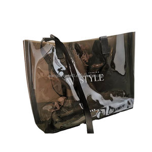 Custom Pvc Handles Transparent Clear Women Pvc Tote Bag for Shopping Promotion Gift Bag