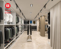 Vitrine de vêtements pour hommes sur mesure, présentoir de magasin de vêtements, accessoires de présentation, armoire de présentation de vêtements, idée de conception de magasin de vêtements de détail