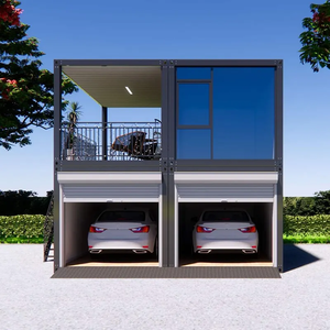 Garage préfabriqué à deux étages, villa, espace de vie, parking pour deux voitures, balcon, maison mobile, bâtiment modulaire <span class=keywords><strong>en</strong></span> acier imperméable, hôtel - Product Image 1