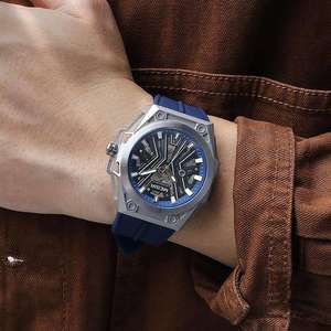 Megir 8603 Men Watch Fashion Hollow Out Luminous Hands 8603G <b>Automatic</b> Movement Mechanical Silicone Band Casual Man Watches - Product Image 4