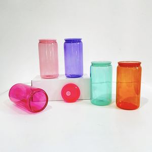 Verres à bière et soda incassables de 16 oz sans BPA en verre borosilicate, avec couvercles en plastique et pailles, pour l'extérieur – Expédition depuis l'entrepôt américain - Product Image 5