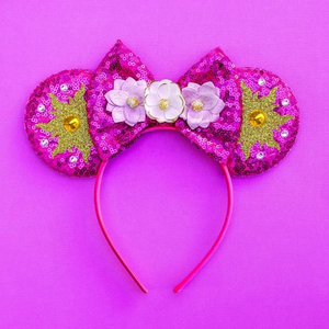 Dessin animé souris princesse bandeau oreille pour enfants <span class=keywords><strong>raiponce</strong></span> bandeau femmes magique hexagramme <span class=keywords><strong>cheveux</strong></span> accessoires filles paillettes arc chapeaux - Product Image 3