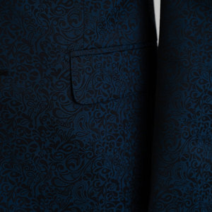 Traje de lujo para hombre, gran oferta, Suite formal con solapa de satén Jacquard azul con cuentas doradas de talla grande y transpirable para hombres - Product Image 2