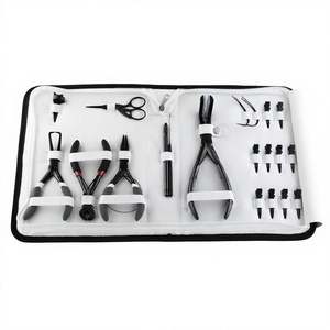 Kit d'outils d'extension de cheveux professionnel 10 pièces 3 pièces dissolvant de perles pince à sertir et trame pressage pince coupe-lien doigt crochet boucle outil - Product Image 1