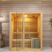 Salle de sauna en bois Sona avec puissance de vapeur sèche de 3kW Matériau principal en bois massif de pin et d'épicéa