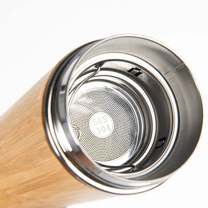 Yeni tasarım vakum yalıtımlı akıllı su şişesi sıcaklık göstergesi Led seyahat bambu fincan ile çay paslanmaz - Product Image 3