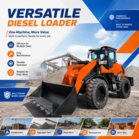 Chargeur diesel LOGWAY, modèle populaire, avec une charge nominale de 2500 kg, adapté au chargement sur camions à bords hauts dans le secteur de la construction.