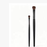 Lot de pinceaux à paupières professionnels en poils naturels avec manche métallique, assortiment deux pièces pour maquillage des yeux