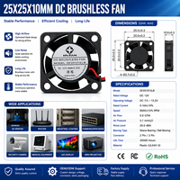 Mini ventilateur axial DC sans balais 25x25x10mm pour équipement médical, terminal intelligent, fourniture d'usine OEM