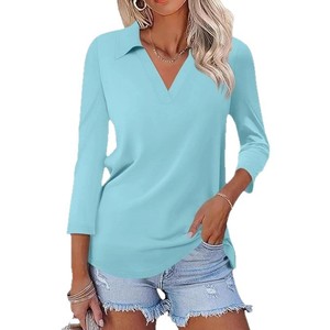 Elegante <span class=keywords><strong>Camiseta</strong></span> de Punto para <span class=keywords><strong>Mujer</strong></span>, <span class=keywords><strong>Cuello</strong></span> en V, Ajustada, Otoño 2026 - Product Image 5