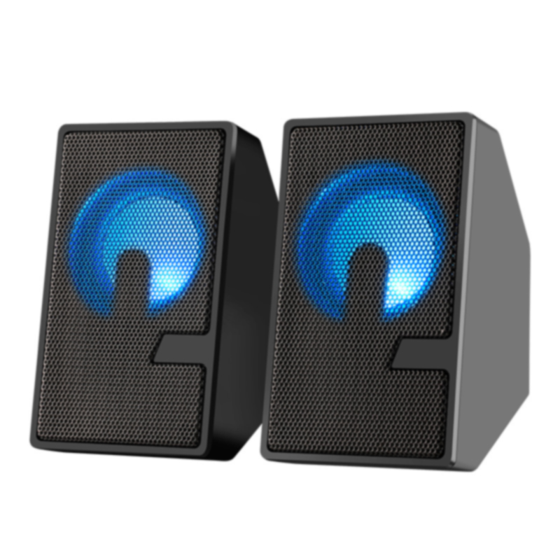 LED Light USB Wired 2.0 Square Computer Speaker with Voice Control 6W ...