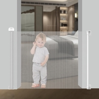 Barrière de sécurité rétractable noire pour animaux de compagnie, à fixer au mur, résistante aux rayures, en maille, pour chiens et chats