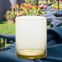 Gobelet en verre transparent minimaliste de 400 ml, écologique, très vendu, avec base teintée olive, design moderne pour un usage quotidien
