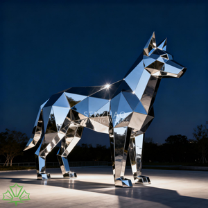 Sculpture d'animal géométrique moderne en acier inoxydable poli, miroir, grande taille, personnalisée par Senzhao pour l'extérieur - Product Image 3