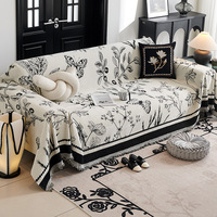 Housse de canapé rétro style français à motifs floraux, entièrement enveloppante, en chenille, coussin polyvalent toutes saisons, toucher léger, luxe raffiné