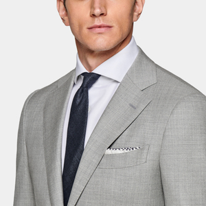 Fashion City Light Grey S150 Lana Business Casual Hombres Slim Two Single-breasted Suit. - Product Image 3
