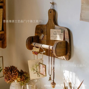Solid Wood <b>Paper</b> Towel Holder Wall Mounted Rectangle <b>Kitchen</b> Storage Rack For Home Decorative Use - Product Image 3