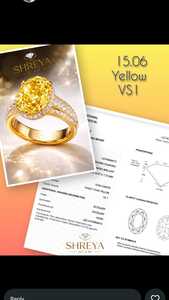 Qualité supérieure, synthétique (cultivé en laboratoire), jaune vif fantaisie, taille ovale, 15,06 ct, clarté VS1, certifié IGI, pour bagues de fiançailles et de mariage - Product Image 2