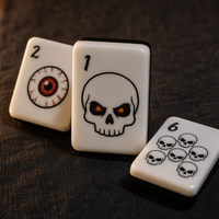 En gros, Jeu de Mahjong moderne d'Halloween avec motifs Tête de mort et Tentacule, dos noir, format de poche portable pour soirées de jeu en club