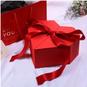 Custom Cardboard Packaging Box Wholesale Valentines Day Gift Heart Shaped Cardboard Paper Wedding Gift Box Packaging With Ri