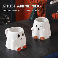 Tasses en céramique de porcelaine à l'effigie de personnages de dessins animés japonais pour Halloween, fantômes mignons, spirituel de Pâques, 480 ml, tasse à café durable pour les fêtes