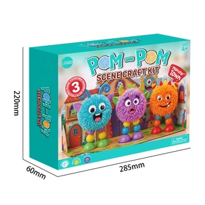 Kit de Manualidades DIY con Pompones Suaves y Esponjosos para Niños, con Escena de Casa de Monstruos de Cartón para Construir, para Niños y Niñas - Product Image 3