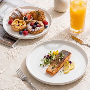 Pure White Reinforced Porcelain Round Plate For Steak And Dessert Serving Hotel Coffee Party Use - Product Image 1