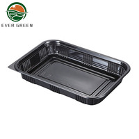 Contenants de salade/déjeuner/boîte de nourriture d'enfants de bento japonais en plastique jetable écologique rectangulaire noir