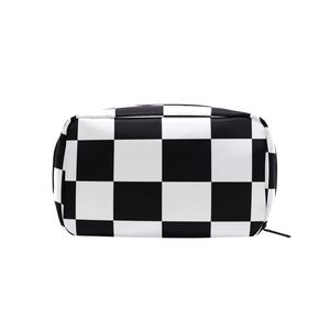 Pochette de maquillage personnalisée à carreaux noirs et blancs, sac cosmétique à damier, sac de toilette portable pour femmes, idéal pour les voyages - Product Image 4