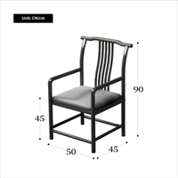 Nouveau fauteuil Taishi de style chinois avec accoudoirs ronds, structure métallique, assise rembourrée, mobilier moderne pour salon et maison