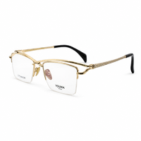 Lunettes de lecture pour femmes en titane pur, montures de luxe semi-cerclées carrées, anti-lumière bleue, légères, transparentes