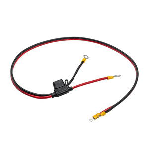 Faisceau de câblage haute intensité rouge et noir personnalisé avec porte-fusible en ligne et borne annulaire pour connexion d'alimentation automobile et batterie - Product Image 1