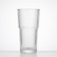Gobelet de voyage moderne unisexe en verre avec couvercle et paille – Design portable à rayures verticales pour fêtes