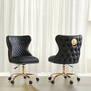 Black Quilted <b>Salon</b> Chair Adjustable Rolling <b>Stool</b> Metal Base Pedicure Technician Seat for Spa Nail Studio - Product Image 1