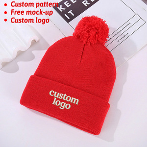 <span class=keywords><strong>Bonnet</strong></span> en tricot uni à <span class=keywords><strong>pompon</strong></span>, personnalisable avec logo, pour femme et homme, en acrylique, idéal pour l'hiver, avec logo brodé – Vente chaude - Product Image 1
